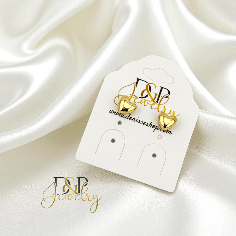 14K TINY HEART WHITE EARRING E897