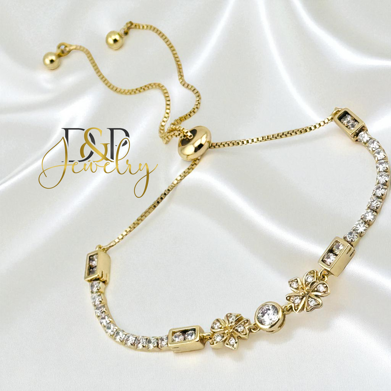 14K ADJUSTABLE FLOWWER BRACELET BR786