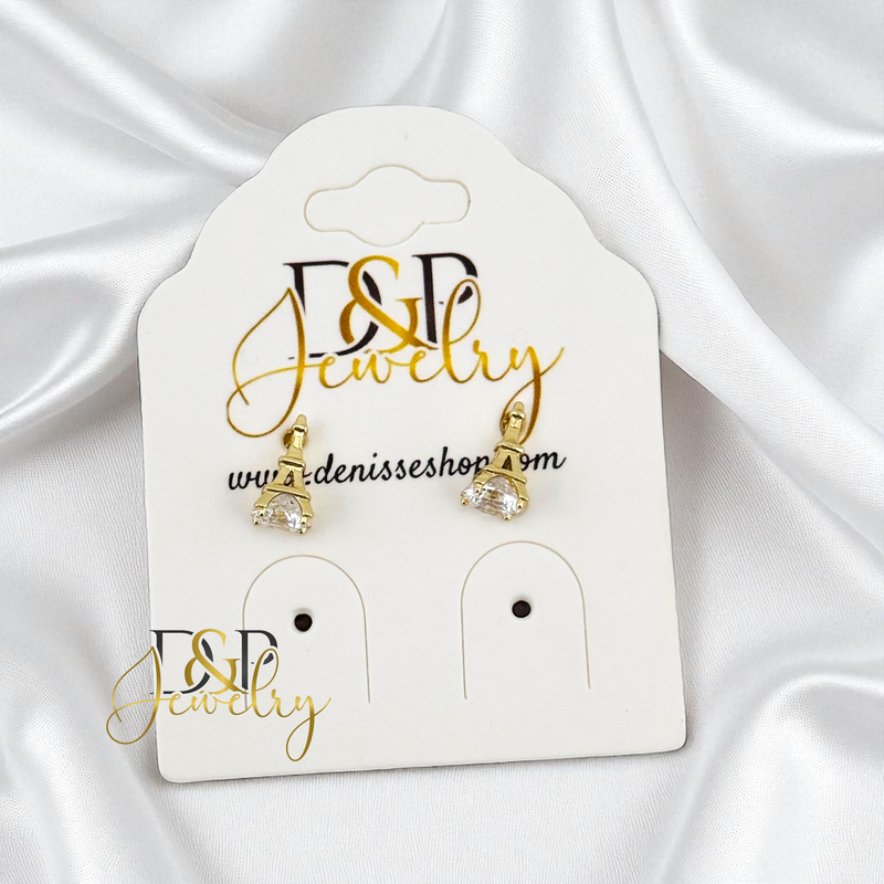 14K GOLD/TINY EIFFEL CUTE STUD EARRING E1009