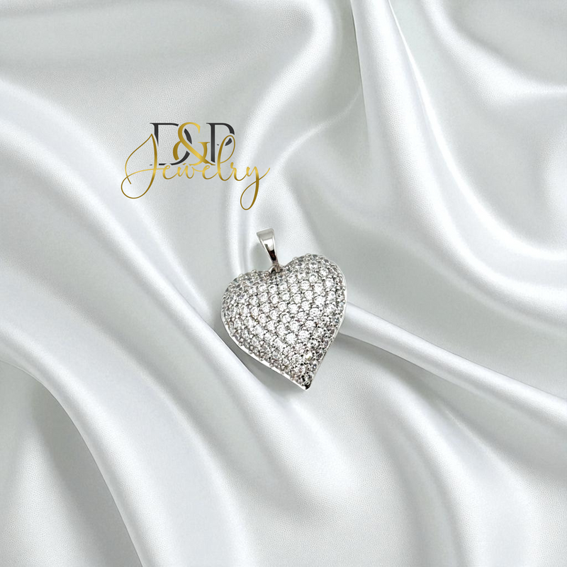 14K SILVER/DIAMOND MEDIUM HEART PENDANT P900