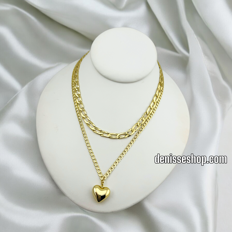 14K CUBAN DOUBLE LAYER NECKLACE N210