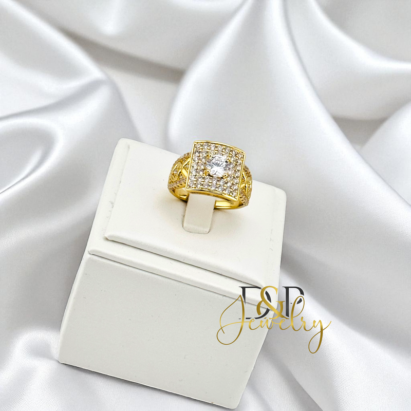 14K WHITE STONE CHUNKY RING RG422