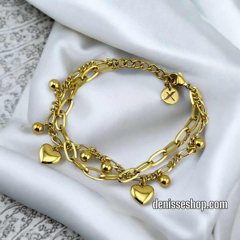 14K / TWO LAYER HEART BRACELET BR538