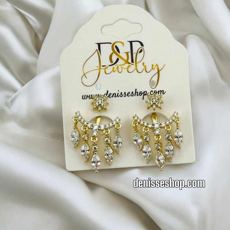 14K /WOMAN WHITE STONES EARRING E742