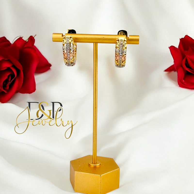 14K TRICOLOR HOOP EARRING HP664