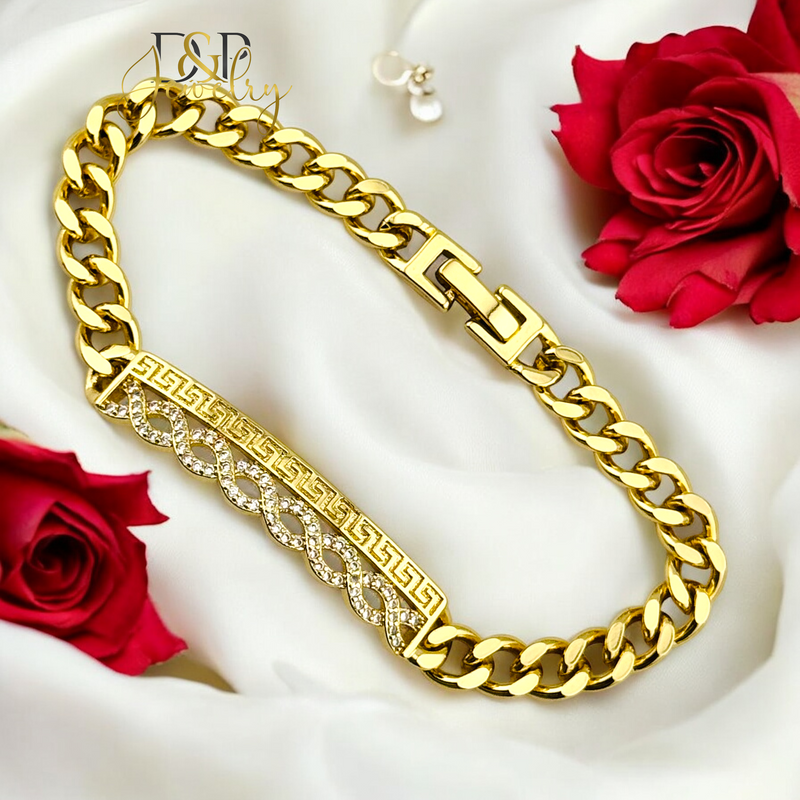 14K INFINITY DESIGN PLATE BRACELET BR699
