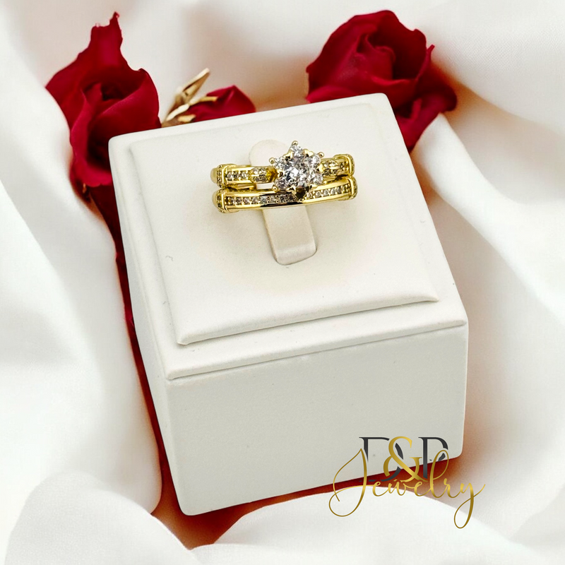14K DOUBLE WHITE STONE RING RG364