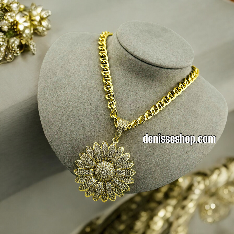 14K SUNFLOWER PENDANT P343