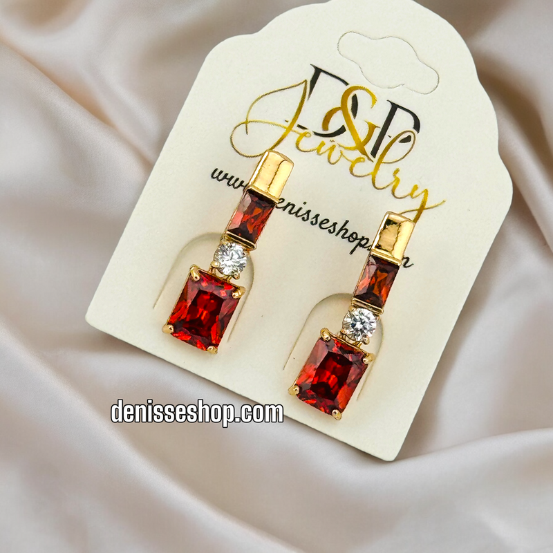 18K RED STONE EARRINGS E546