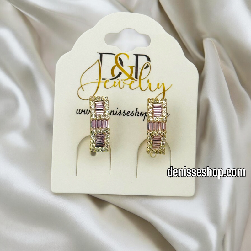 14K PINK STONE HUGGIE EARRING E795