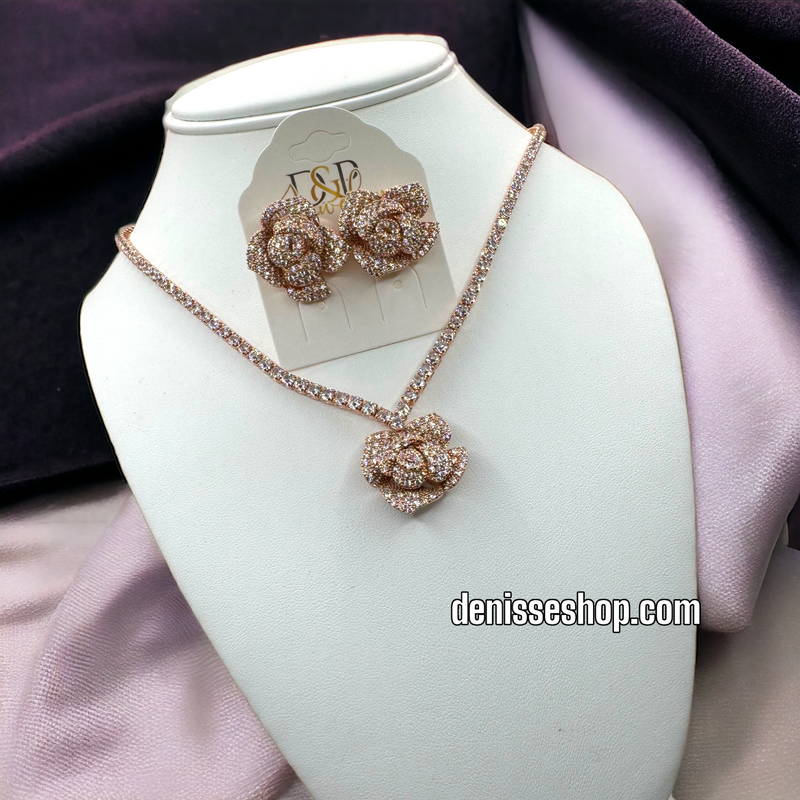 14K ROSE NECKLACE SET C1199