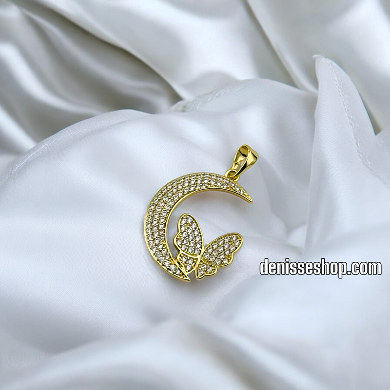 14K MOON BUTTERFLY PENDANT P582