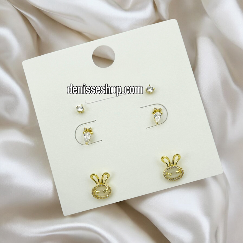 14K BUNNY THREE EARRINGS SET E773