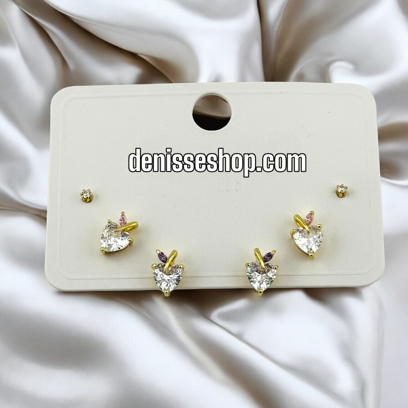 14K /WOMAN/GIRL ZIRCONIA HEART EARRING SET E731