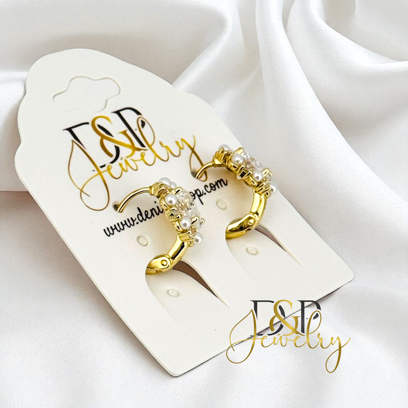 14K PEARL HEARTS HOOP EARRING HP760