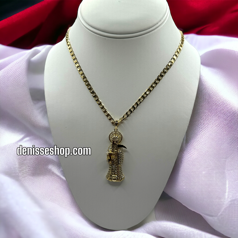 14K SANTA MUERTE MEN PENDANT P307