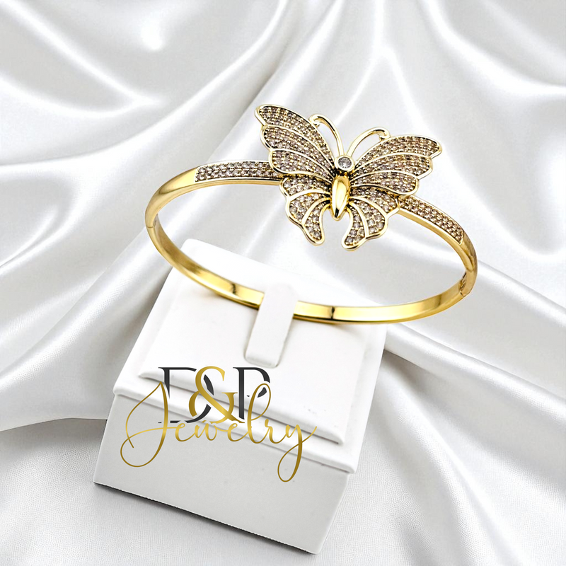 14K BUTTERFLY BANGLE BRACELET BR789