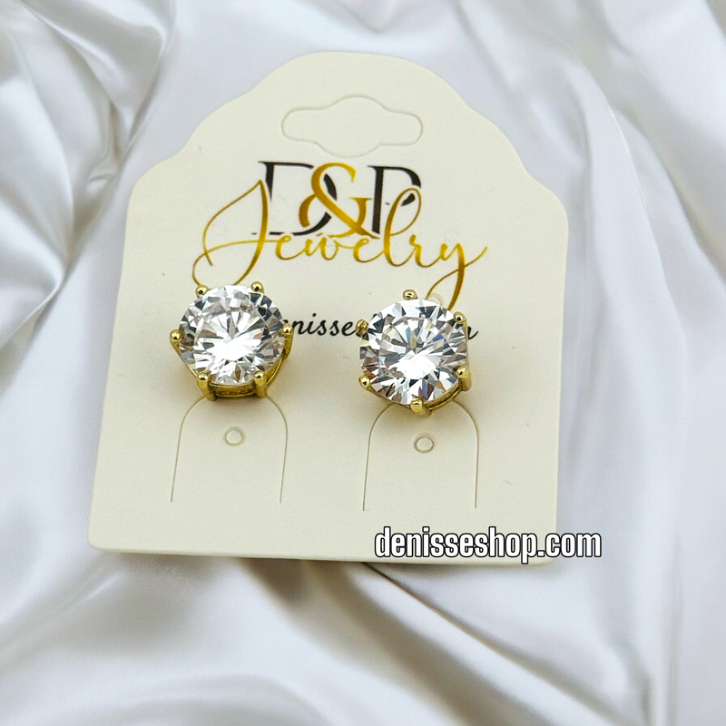 14K WHITE STONE EARRING E587