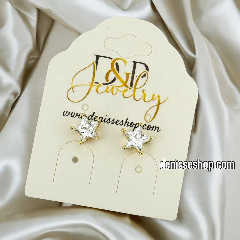 14K WHITE STONE STAR EARRING E664