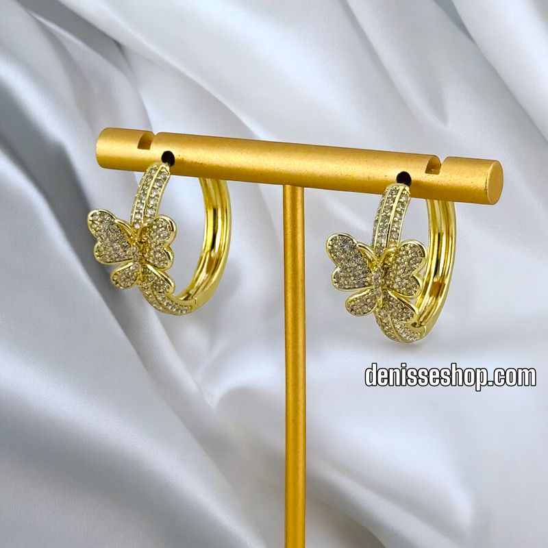 14K WOMAN/BUTERFLY HOOP EARRING HP568