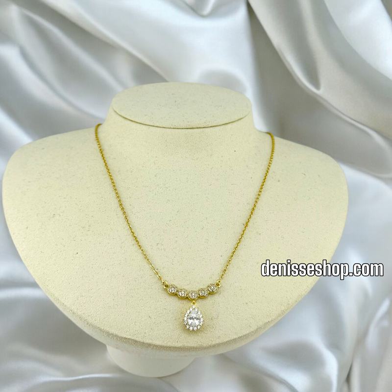 14K / WOMEN WHITE STONE THIN NECKLACE N109