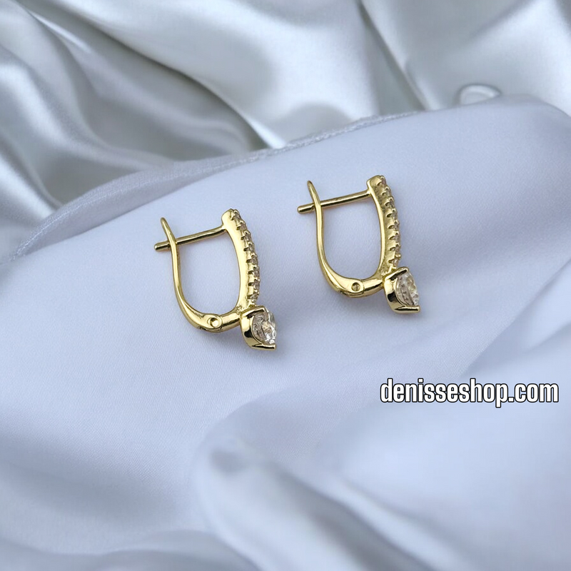 14K WHITE STONE HUGGIES EARRING E800