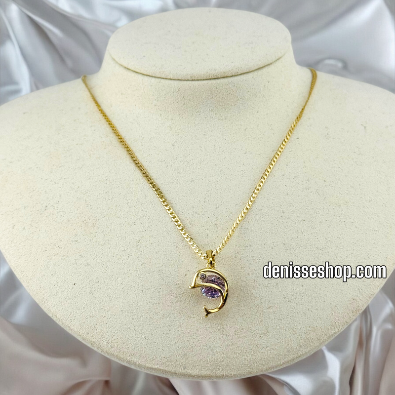 14K WOMEN/GIRL CUTE PURPLE DOLPHIN PENDANT P543