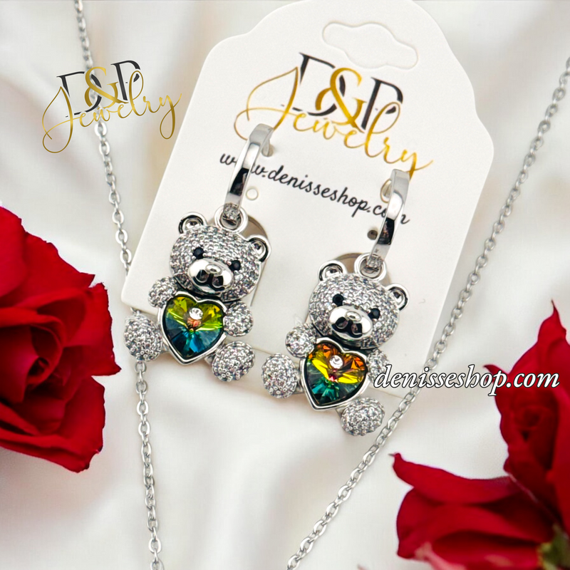 WOMEN/GIRL SILVER BEAR NECKLACE SET N239