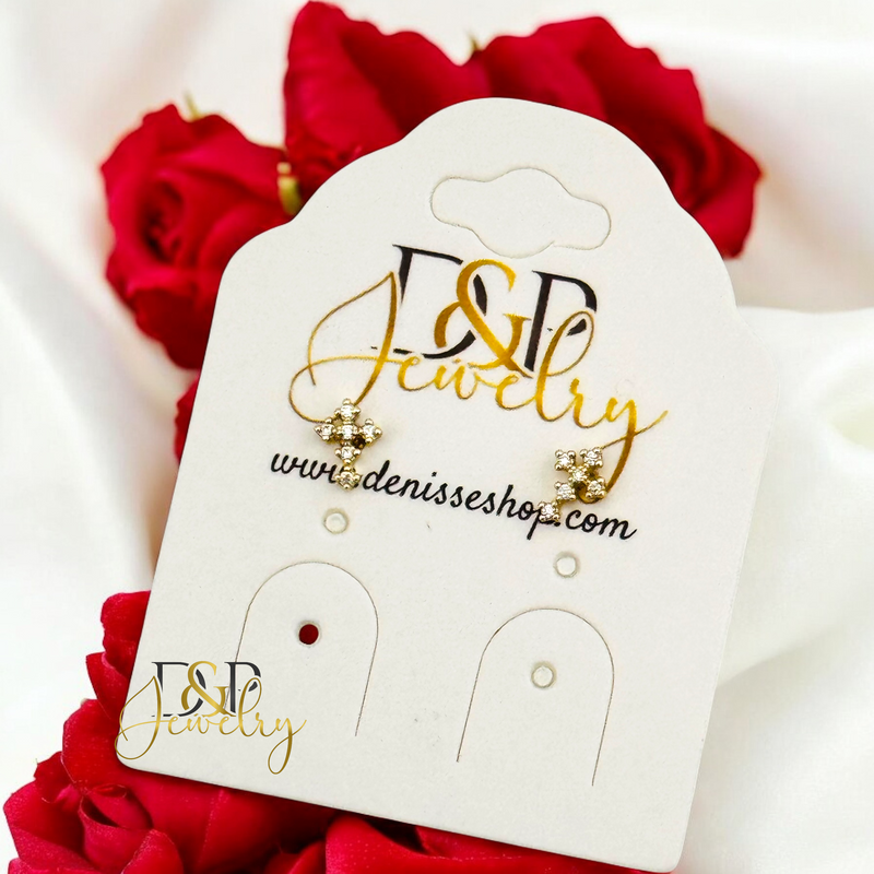 14K TINY CROSS EARRING E881