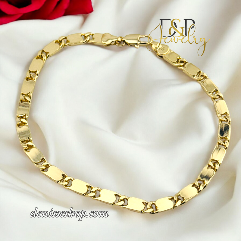 14K GOLD MIRROR ANKLET BRACELET 10.6&