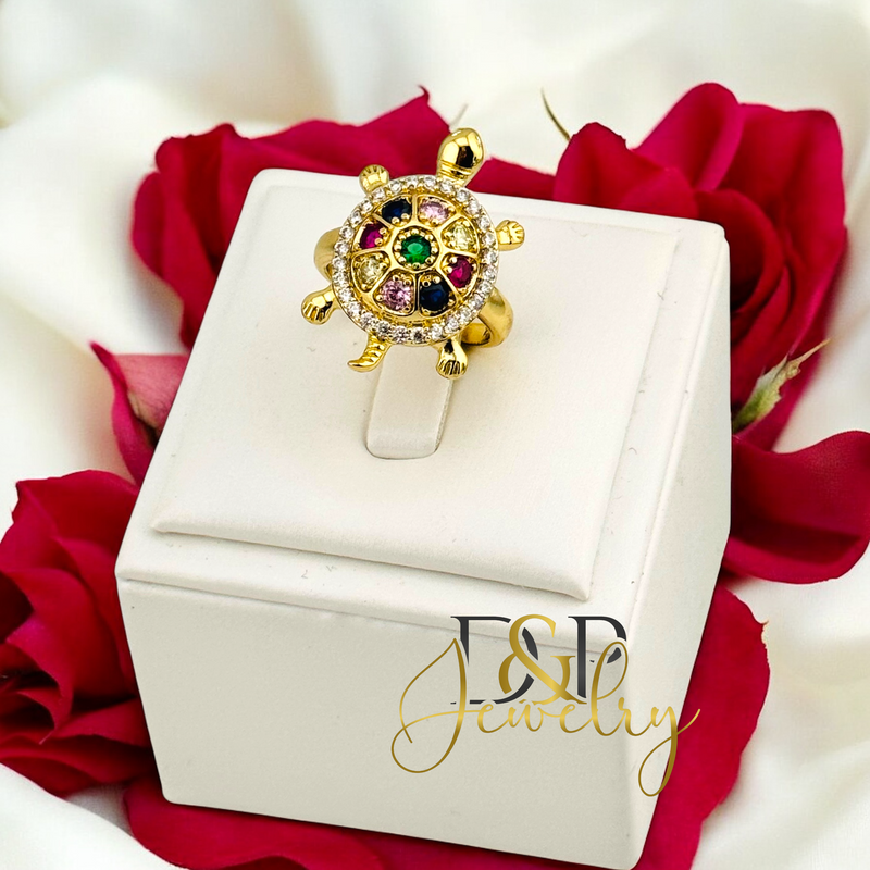 14K COLORFUL TURTLE RING RG384