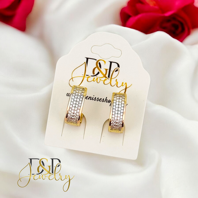 14K TRI COLOR HOOP EARRING HP649