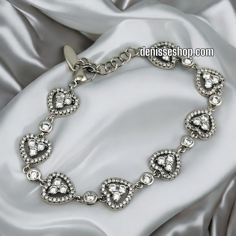 14K WOMEN HEART SILVER  BRACELET BR605