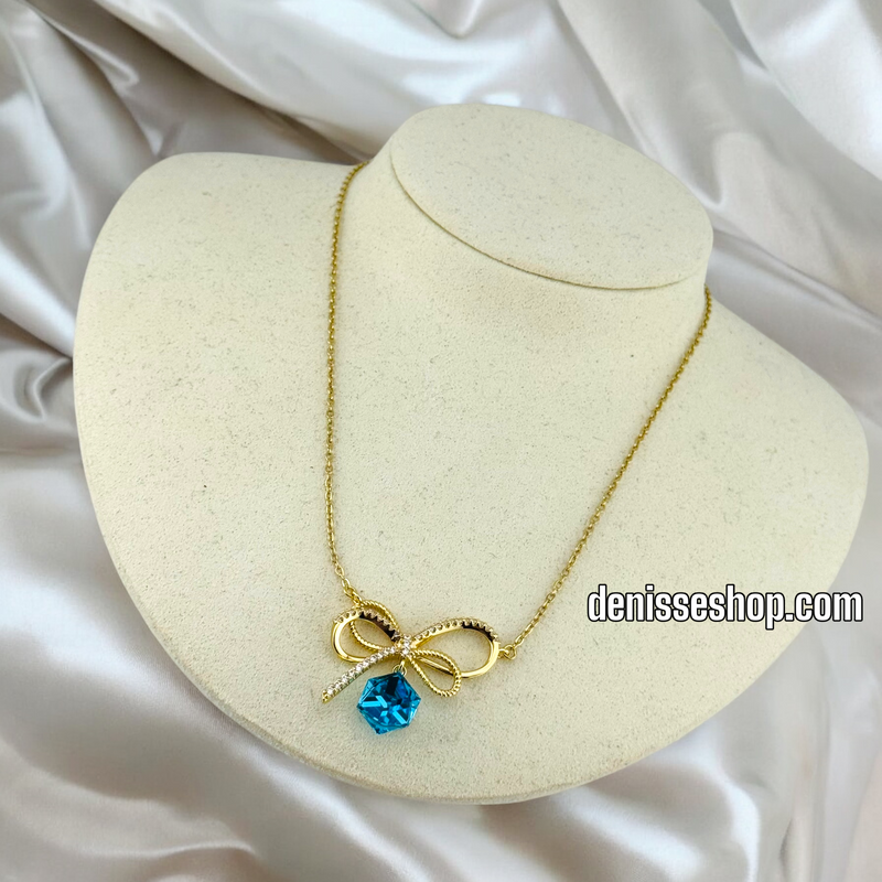 14K / WOMEN BOWE BLUE STONE NECKLACE N94