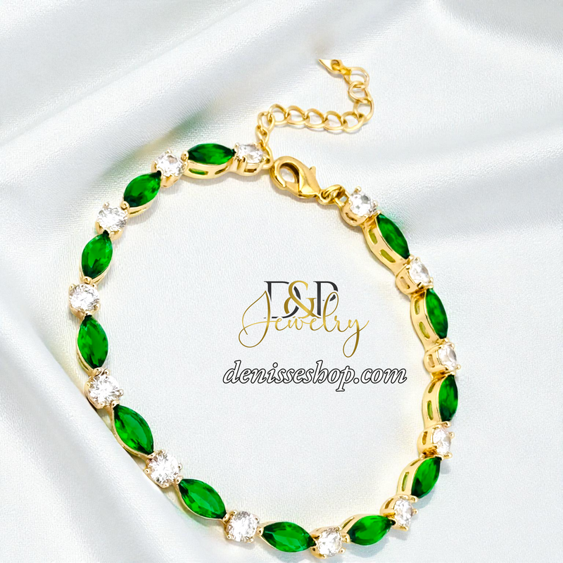 14KGOLD/GREEN STONE BRACELET BR871