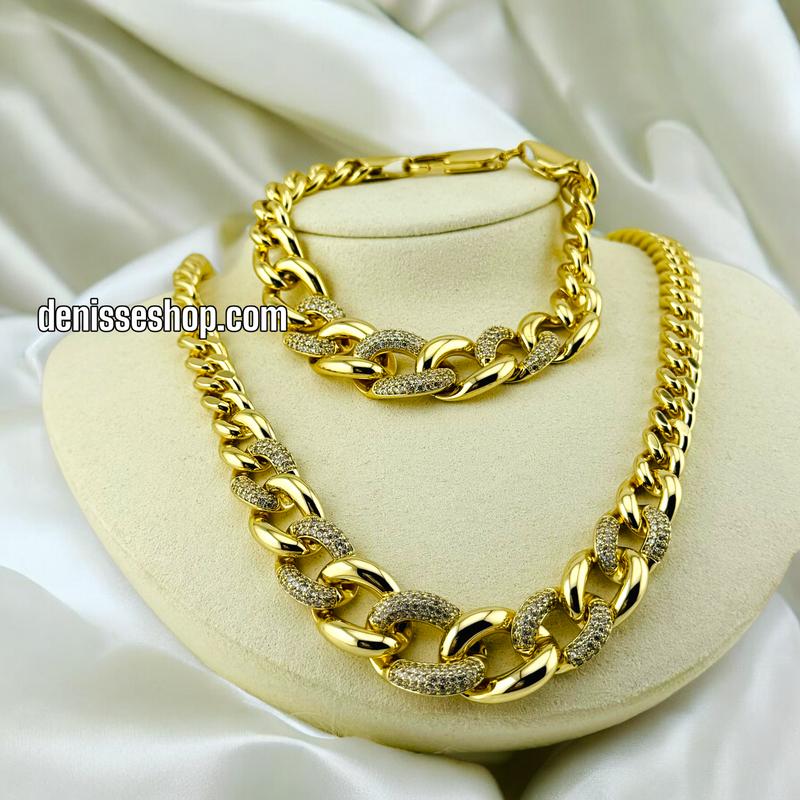 14K GOLD  MONACO NECKLACE AND BRACELET SET N36