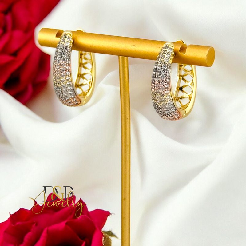 14K TRICOLOR ELEGANT HOOP HP696