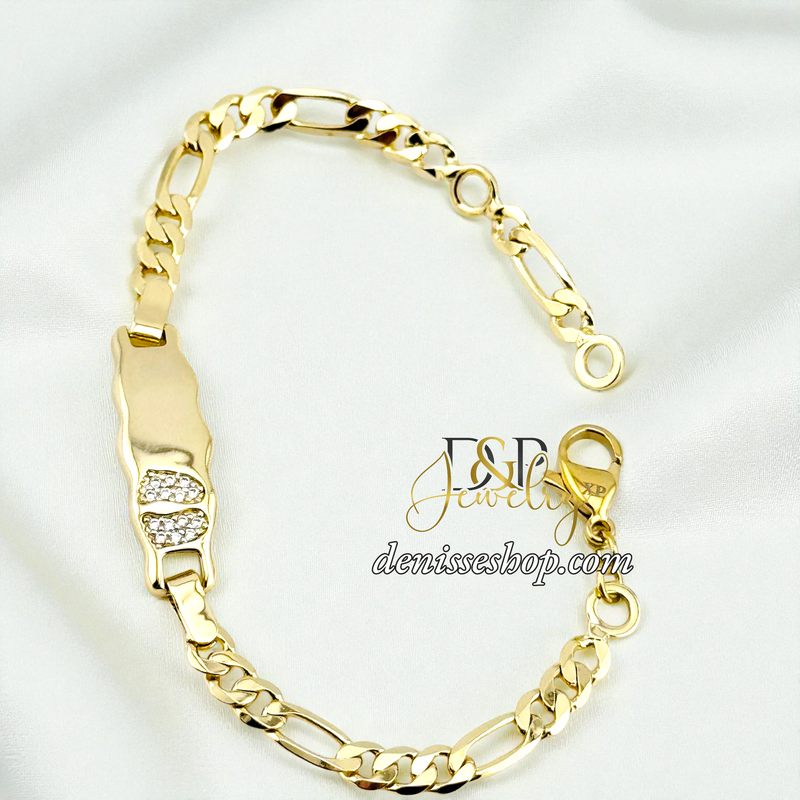 14KGOLD FOOT PRINT PLATE BRACELET BR859