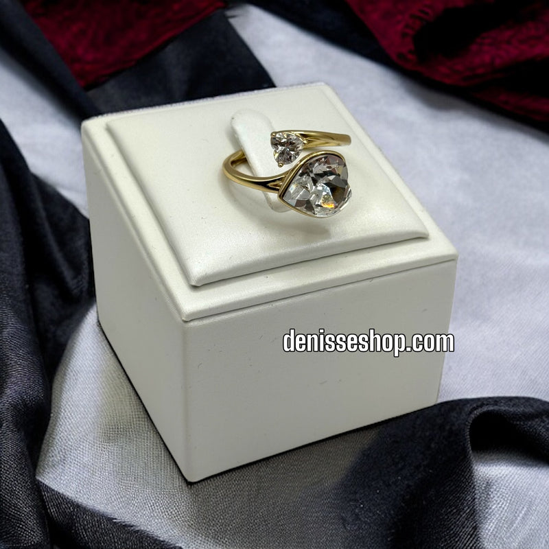 14K WHITE HEART OPEN RING RG143