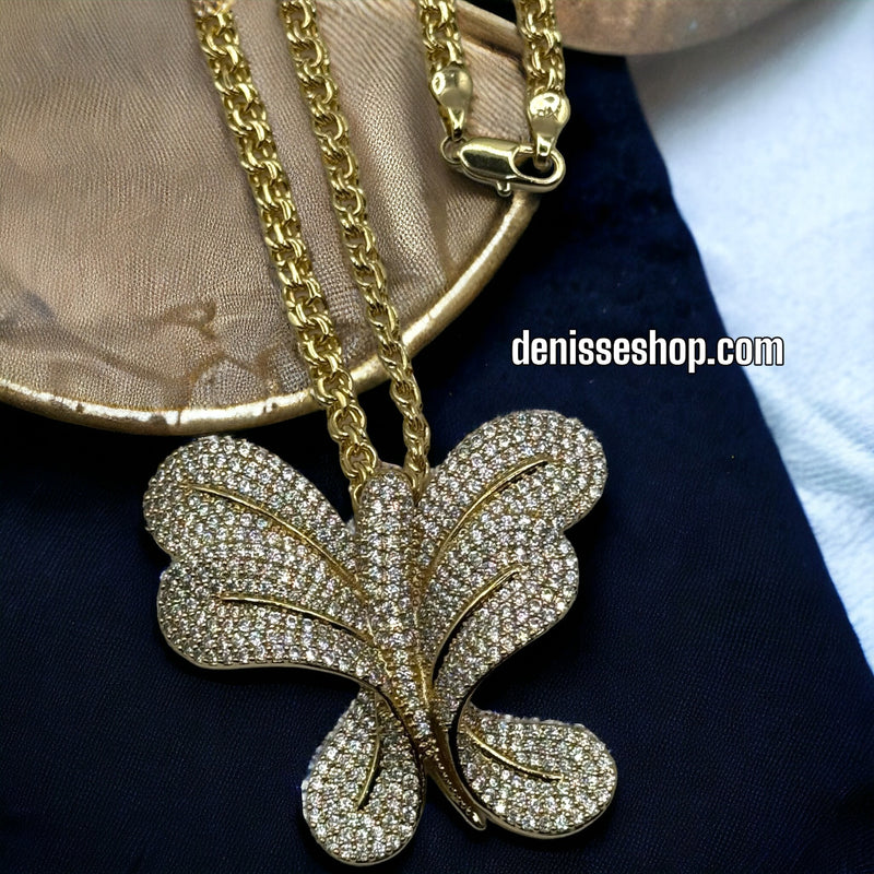 18K White Stone Butterfly Pendant P180 (Chain not included)