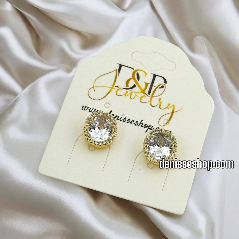 14K FASHION GOLD AND WHITE STONE EARRING E650