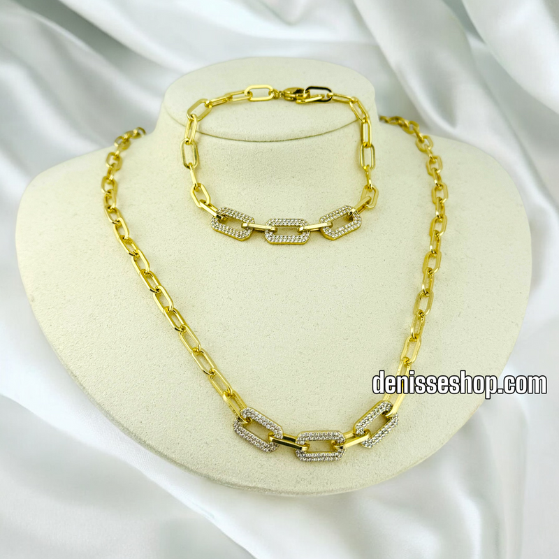 14K PAPER CLIP NECKLACE SET N41