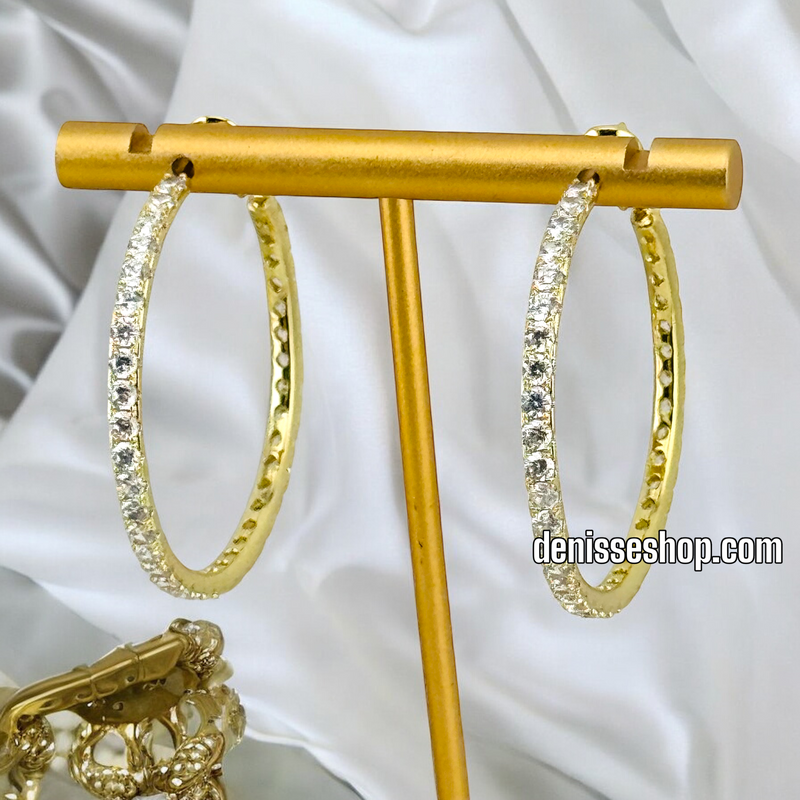 14K WOMAN/ WHITE HOOP EARRING HP565