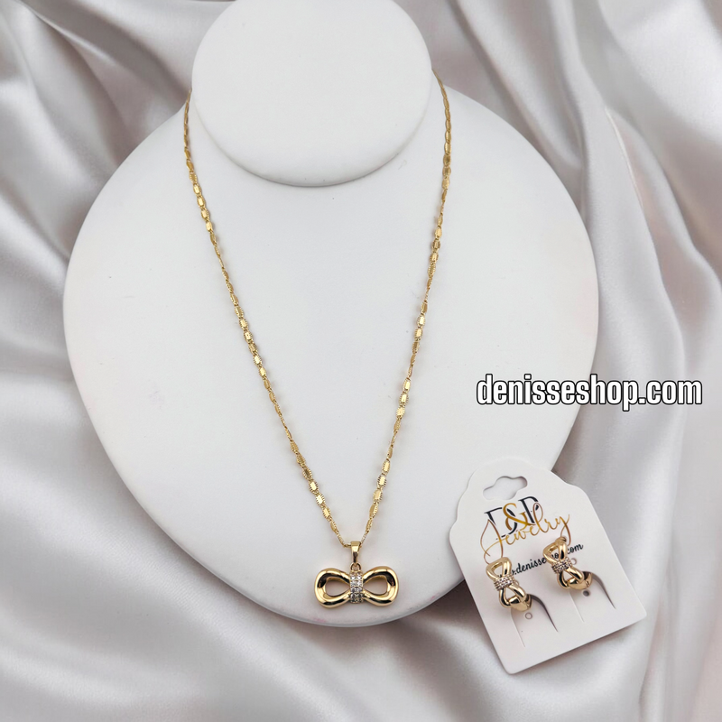 14K CUTE BOW NECKLACE SET N221