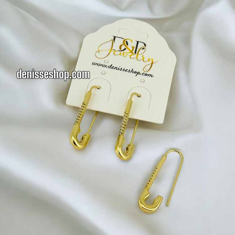 14K FASHION GOLD SAFETY PIN EARRING E652