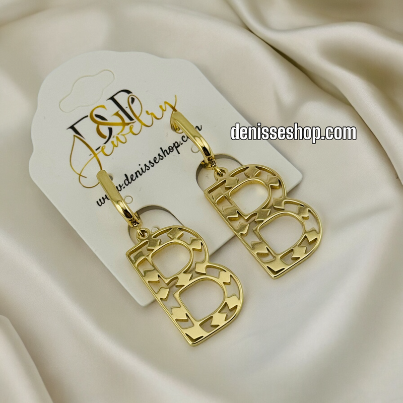 14K LETTER B EARRINGS E537