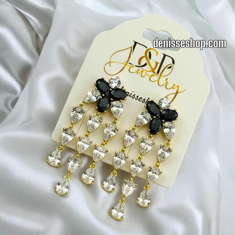 14K BLACK EARRING E610