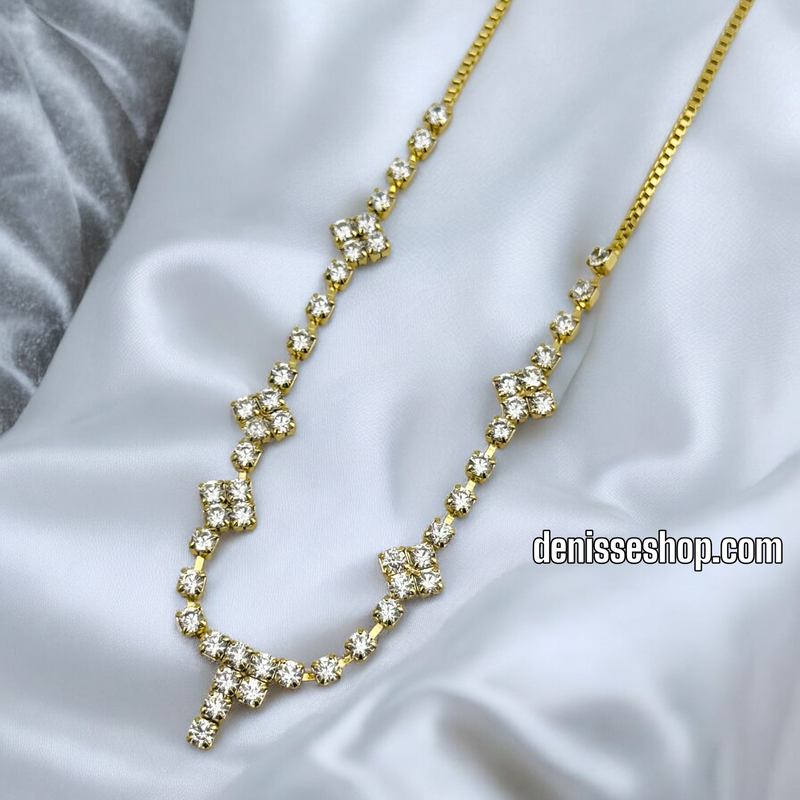 14K ELEGANT WHITE STONE NECKLACE 18&