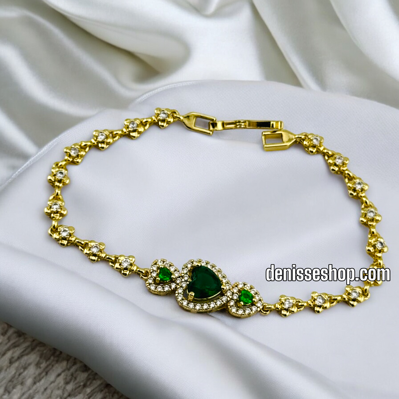 14K GREEN HEART BRACELET BR529