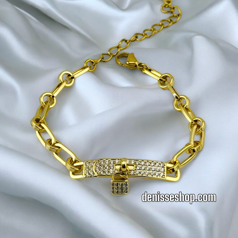 14K LOCK CHARM GOLD BRACELET BR495